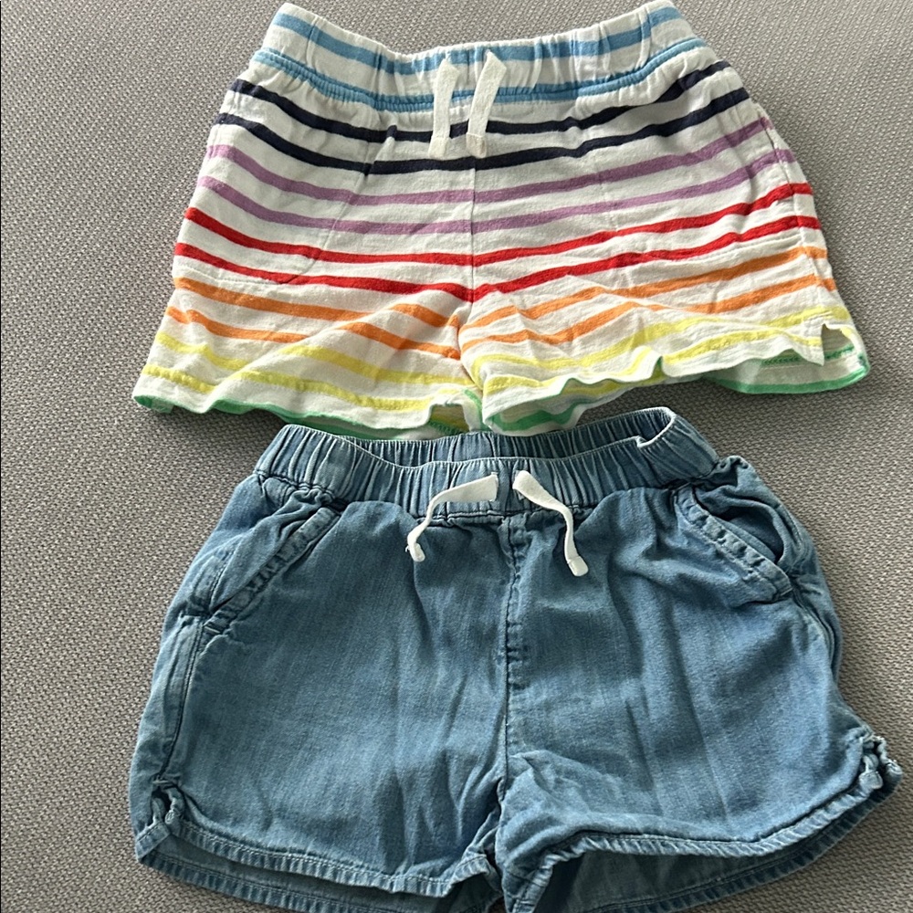 Primary Multicolor Striped and Blue Denim Kids Shorts